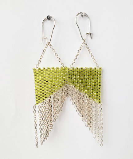 Yellow-Green Fancy Shawl With Fringe